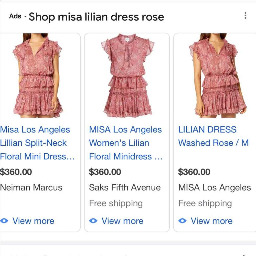 NWT misa Lillian dress size S